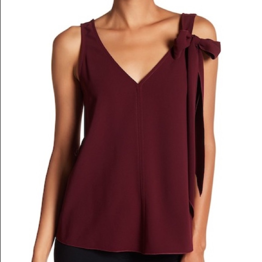 NWT Trina Turk Maroon Poetic V-Neck Tank Size L